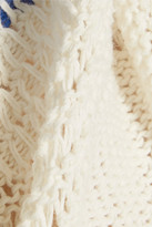 Thumbnail for your product : Current/Elliott Striped Open-Knit Linen And Cotton-Blend Sweater