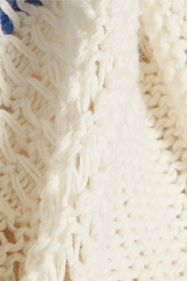 Current/Elliott Striped Open-Knit Linen And Cotton-Blend Sweater