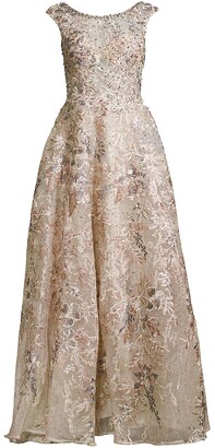 Mac Duggal Floral Embroidery Gown