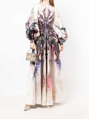 Saiid Kobeisy Chromatic-Print Evening Gown