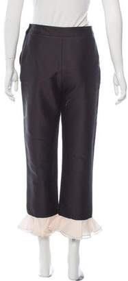 Isa Arfen High-Rise Ruffle-Trimmed Pants w/ Tags