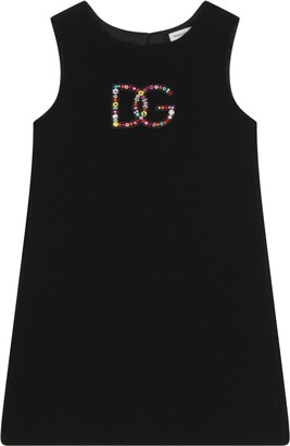 Dolce & Gabbana Children Crystal-Logo Midi Dress