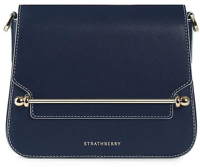 navy purse leather