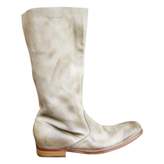Beige Leather Boots 