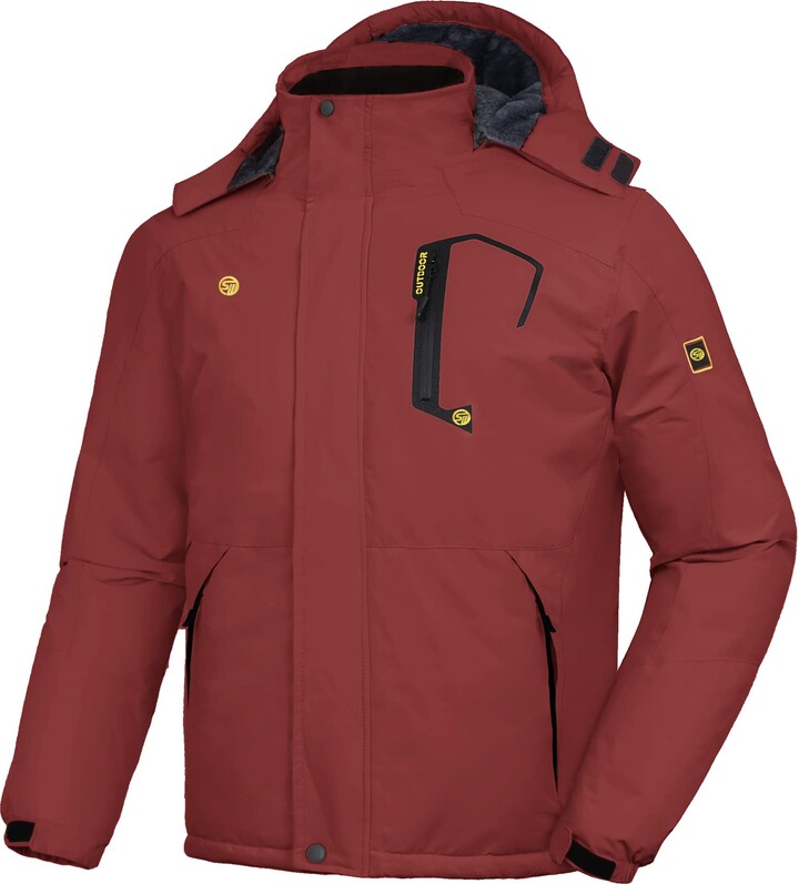 SwissWell Men's Fleece Outdoor Winter Jacket with Hood Rain Jacket