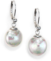 Thumbnail for your product : Majorica 12MM White Pearl Coin & Sterling Silver Earrings