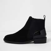 Thumbnail for your product : River Island Girls black patent panel chelsea boots