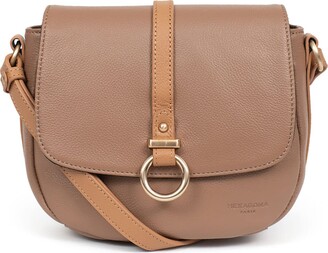 beautiful likely Fee HEXAGONA Women's Paris PROMESSE Collection-Chestnut/Sand-in Grained Cowhide  Leather-Crossbody Handbag Small Shoulder Bag - ShopStyle