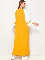 Thumbnail for your product : Shein Raglan Sleeve Striped Side Letter Print Dress