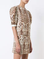 Thumbnail for your product : Adam Lippes Ocelot printed top with puff sleeves
