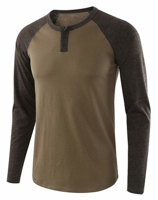 Mens T Shirts Designer Raglan Shirt Henley Long Sleeve Cotton T-Shirt Casual Button Round Neck Slim Fit Tops 