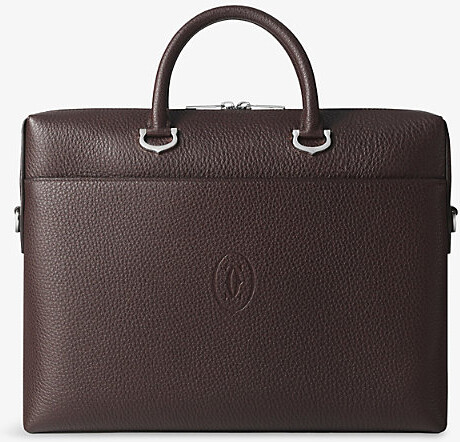 Cartier Mens Brown Must De Leather Briefcase 1 Size