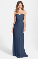 Thumbnail for your product : Amsale Strapless Crinkle Chiffon Gown