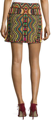 Valentino Geometric Beaded Mini Skirt, Multi