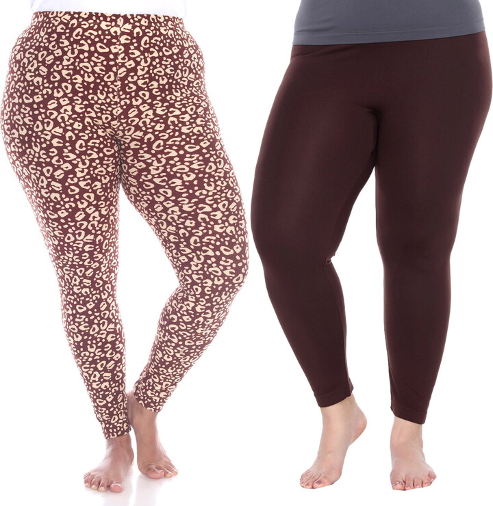 White Mark Fashion White Mark Women’s Plus Size 2 Pack of Leopard Printed Leggings