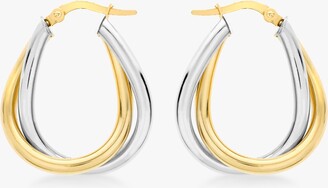 IBB 9ct Gold Two Colour Twined Creole Earrings
