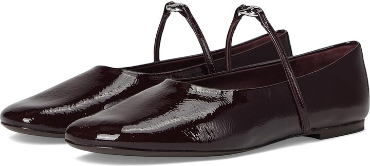 Tory Burch Gemini Link Mary Jane Ballet Women's Shoes Plum/Silver : 9 M, Leather