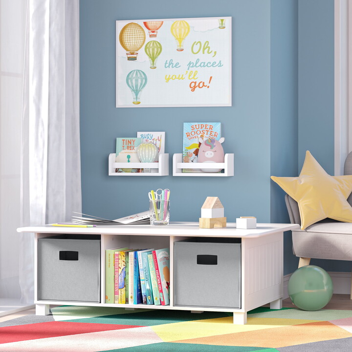 RiverRidge Kids Activity and Play Table Desk with 6 Storage Cubbies and 2 Floating Shelves