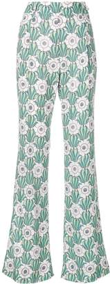 Prada floral print flared trousers