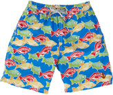 Thumbnail for your product : Retromarine Fish-pattern Knee-length Swim Trunks