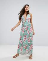 Thumbnail for your product : Missguided Plisse Plunge Floral Maxi Dress