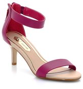 Thumbnail for your product : Laura Clement Heeled Leather Sandals with Back Zip
