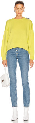 Balenciaga Long Sleeve Crewneck Sweater in Lime | FWRD