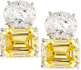 Thumbnail for your product : FANTASIA White Oval & Canary Emerald-Cut Stud Earrings