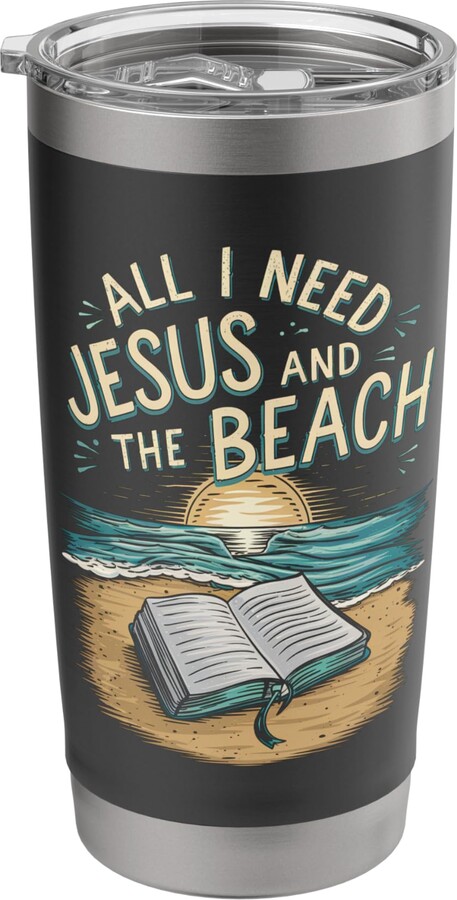 All I Need Jesus and The Beach Funny Christian Sun Vacation Stainless Steel Insulated Tumbler