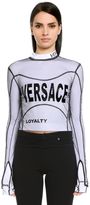 Versace T-Shirt En Jersey Stretch Recouvert De Tulle
