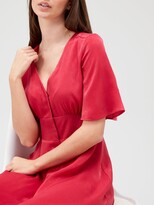 Thumbnail for your product : Very Button Down Short Sleeve Midi Dress - Red