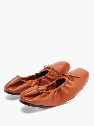 KHAITE Ashland Foldable Leather Ballet Flats - Tan