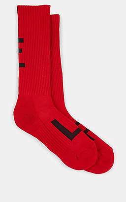 Yohji Yamamoto Men's Logo-Knit Cotton-Blend Mid-Calf Socks - Red