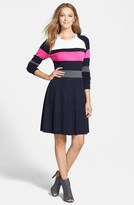 Thumbnail for your product : Eliza J Colorblock Fit & Flare Sweater Dress