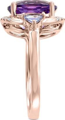 Effy Multi-Gemstone (3-7/8 ct. t.w.): Amethyst, Tanzanite & Diamond Accent Ring in 14k Rose Gold