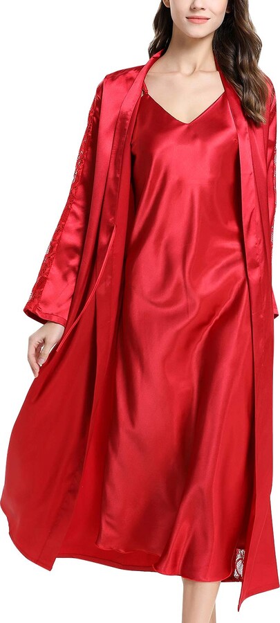 long silk night robe