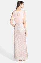 Thumbnail for your product : Aidan Mattox Lace Overlay Silk Chiffon Gown