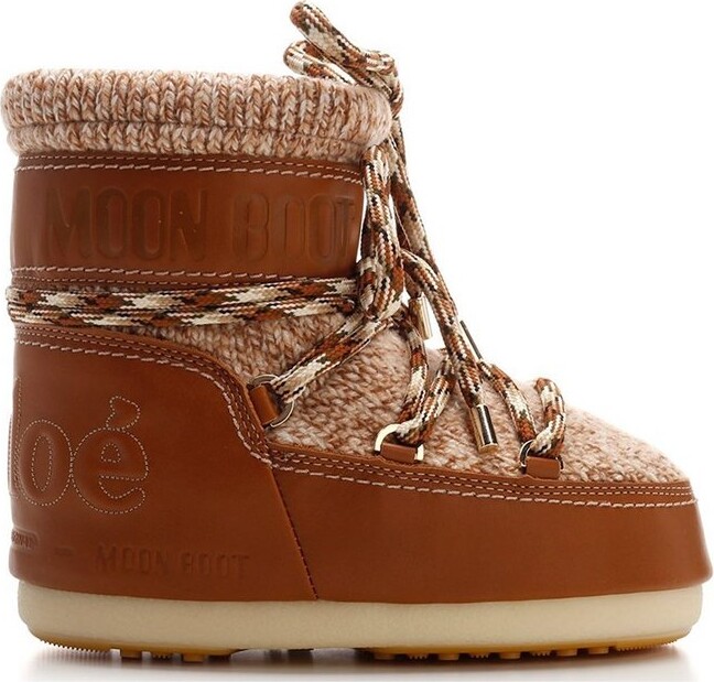 Chloé X Moon Boot Lace-Up Knitted Snow Boots - ShopStyle