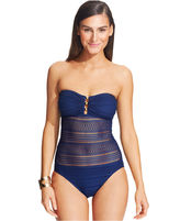 Thumbnail for your product : Lauren Ralph Lauren Beaded Lace Bandeau One-Piece Swimsuit