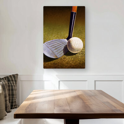 Lark Manor Closeup of a Golf Club - Hobbies Brown Metal Print Decor