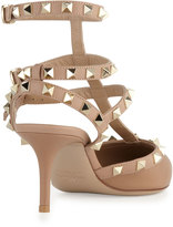 Thumbnail for your product : Valentino Rockstud Leather Mid-Heel Slingback, Taupe