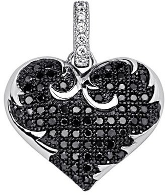 GoldenMine .925 Sterling CZ Micro Pave Contrast Ornate Heart Shimmering Charm Pendant