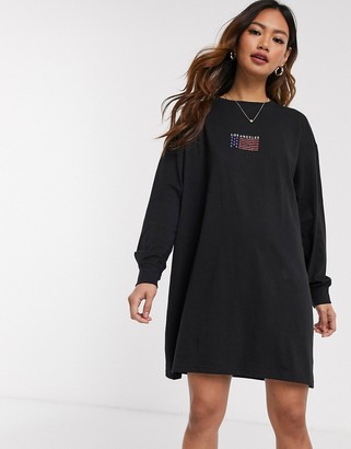 Daisy Street oversized long sleeve t-shirt dress with vintage los angeles print