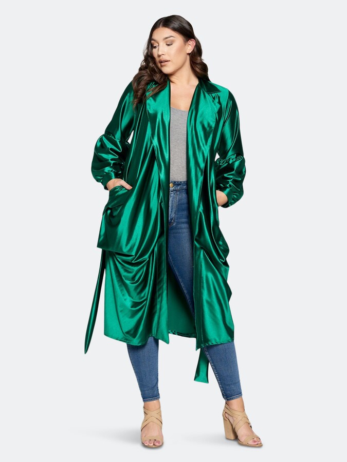 green satin coat
