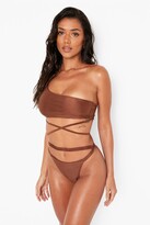 Thumbnail for your product : boohoo One Shoulder Tie Bikini Top