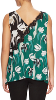 Thumbnail for your product : BCBGMAXAZRIA Floral Printed Lace Trim Sleeveless Top