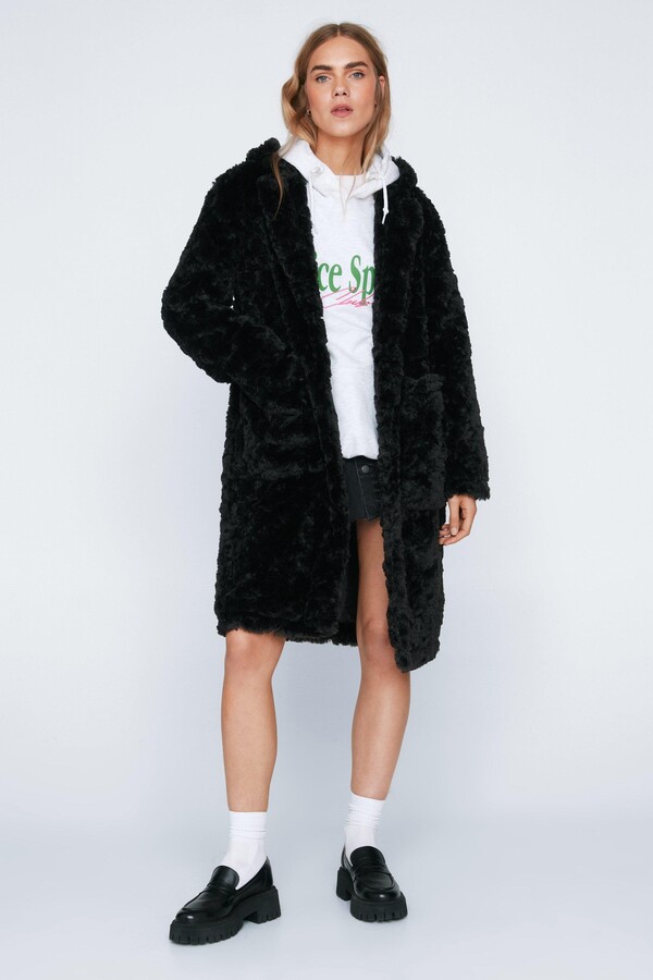 Nasty Gal Womens Premium Faux Fur Pocket Detail Teddy Coat - ShopStyle