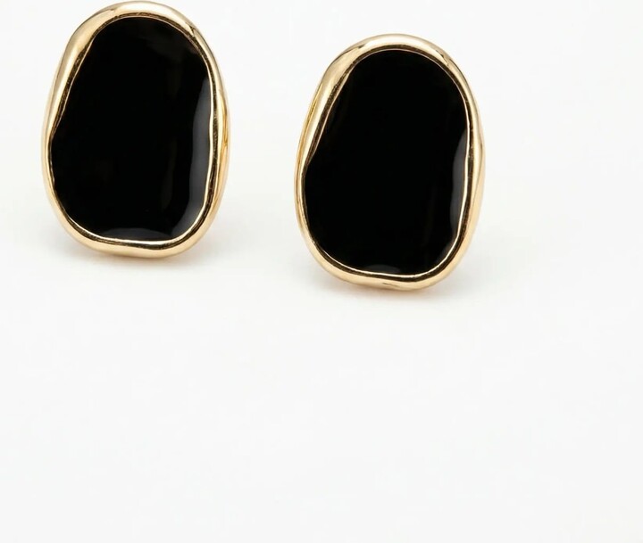 Hanah Jewellery Black / Gold Viviane Earrings - Stainless Steel