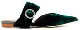 Thumbnail for your product : Malone Souliers Maite Crystal-buckle Velvet Mules - Womens - Dark Green