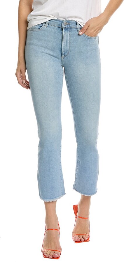 DL1961 Bridget Boot High-Rise Instasculpt Baby Blue Raw Ankle Cut Jean